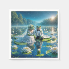 Frösche und Frösche auf Lily Pad Serviette