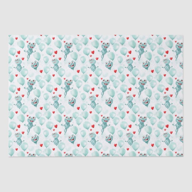 Frösche und Herzen Frösche als Ballons Seidenpapier (Vorderseite)