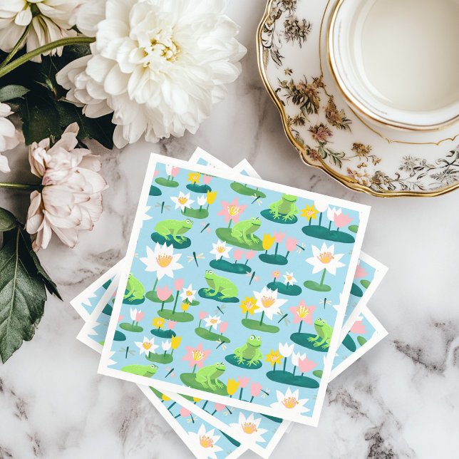Frösche und Lilienpolster Niedlich BABY SHOWER Geb Serviette (Frogs and Lily Pads Cute BABY SHOWER Birthday Kids Napkins
)
