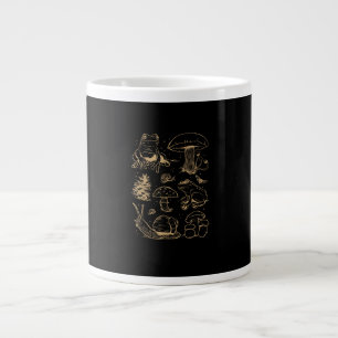 Frösche Und Pilze Vintage-Skizze – Ästhetischer Go Jumbo-Tasse