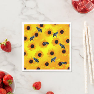 "Frösche und Sonnenblumen: Ein spielerisches Natur Serviette