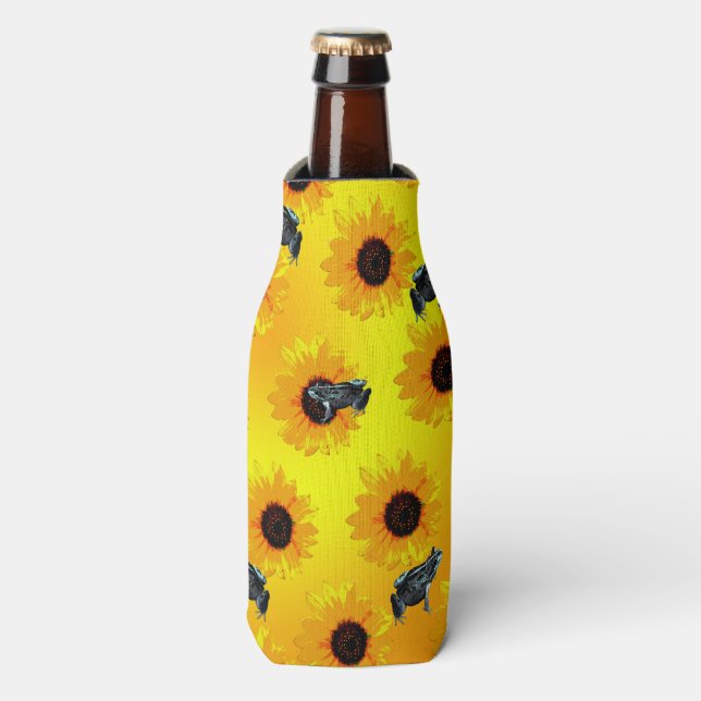 Frösche und Sonnenblumen, Flaschen Cooler Flaschenkühler (Flaschenvorderseite)