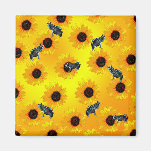 Frösche Und Sonnenblumen, Magnet