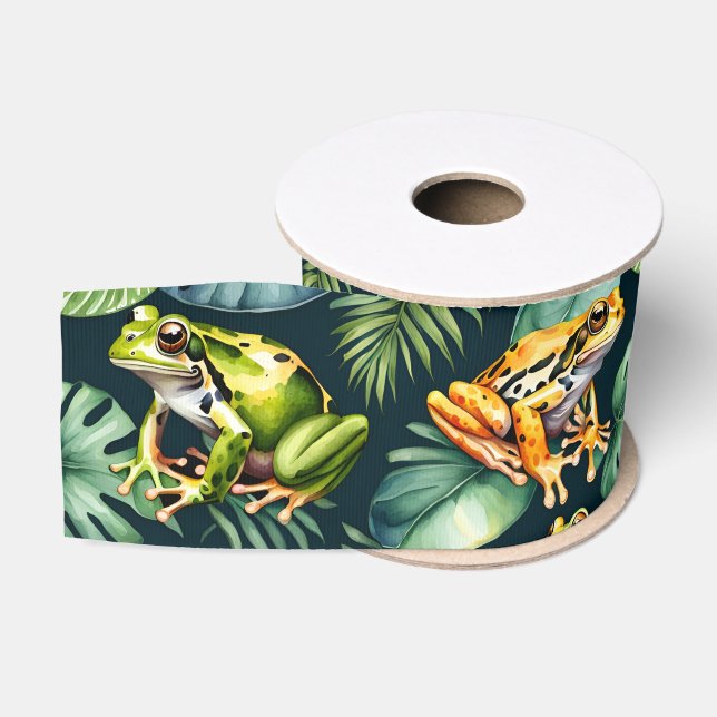 Frösche Wasserfarben Kunst Ripsband (Spule)
