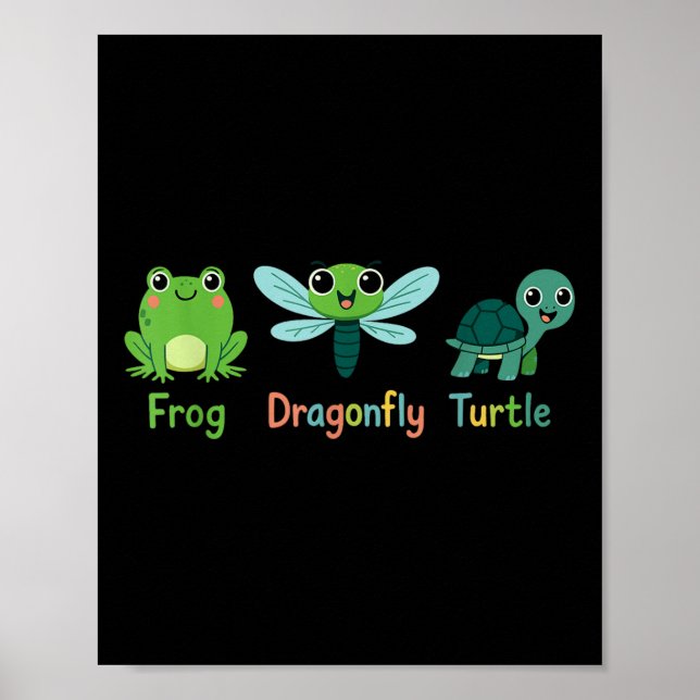 Froschfliegenschildkrötenfrösche Spaß subtil polit Poster (Vorne)