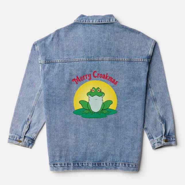 Froschfrosch - Charme und fröhlicher Frosch Jeansjacke (Rückseite)