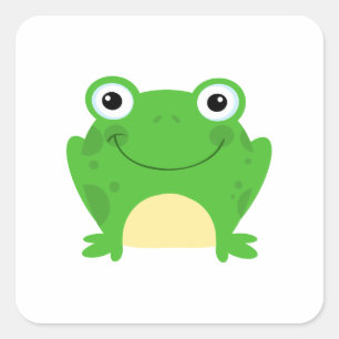 Froschfrösche Amphibien Niedlicher Cartoon Tier Quadratischer Aufkleber