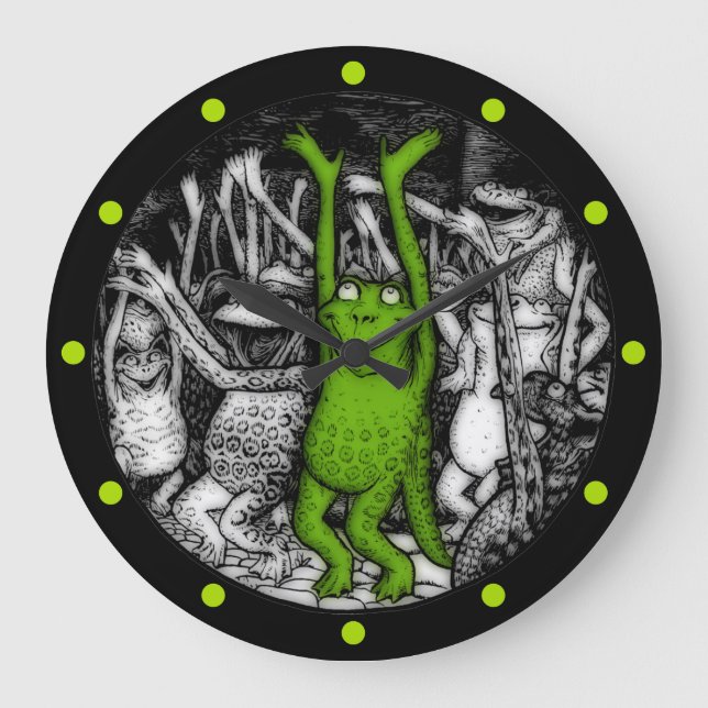 Froschfrosche Große Wanduhr (Vorderseite)