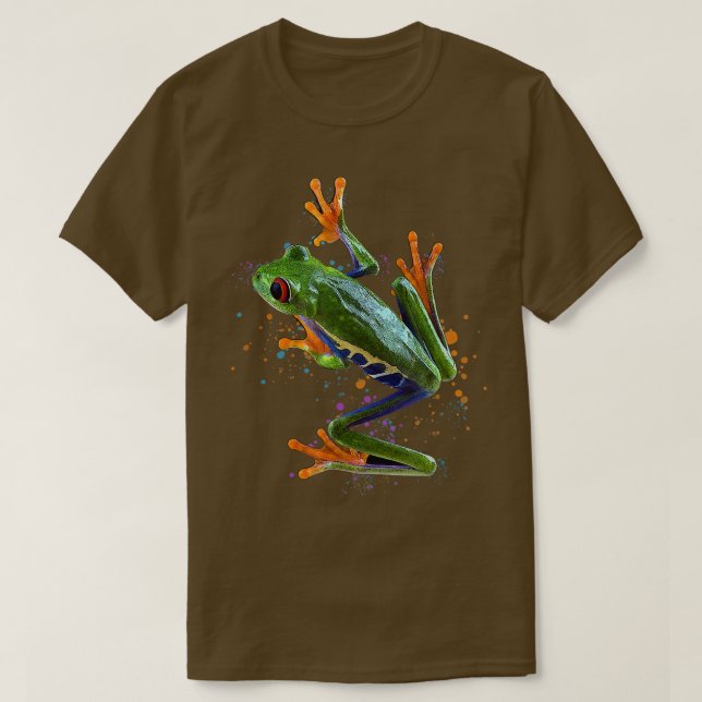 Froschfrösche mit Mit Augen Roter Baum Froschfräse T-Shirt (Design vorne)