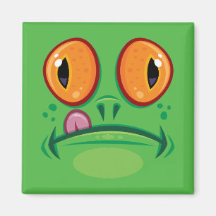 Froschgesicht mit Zunge-Cartoon Magnet