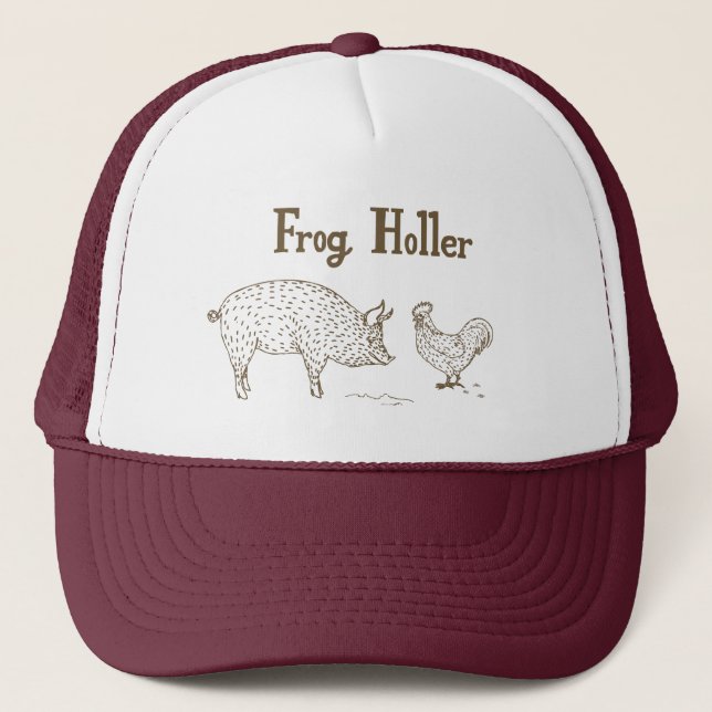 Froschholler-Fernlastfahrer-Hut (Schwein u. Küken) Truckerkappe (Vorderseite)