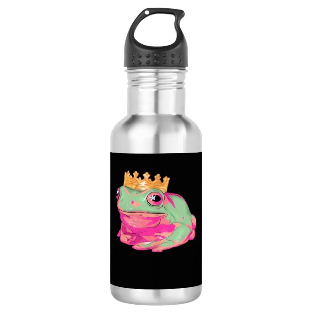 Froschkönig Funky Meme Klassischer Stil Edelstahlflasche (Vorderseite)