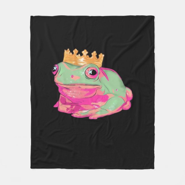 Froschkönig Funky Meme Klassischer Stil Fleecedecke (Vorderseite)