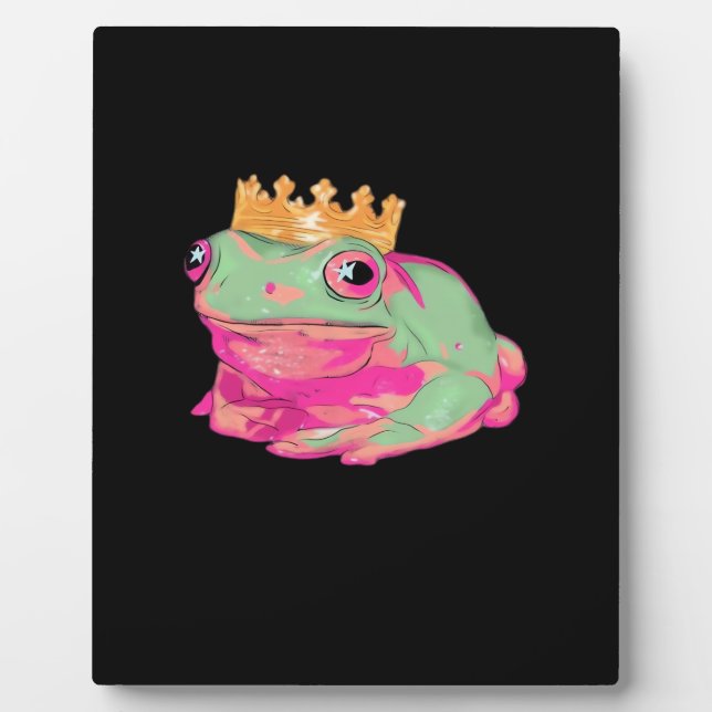 Froschkönig Funky Meme Klassischer Stil Fotoplatte (Vorderseite)