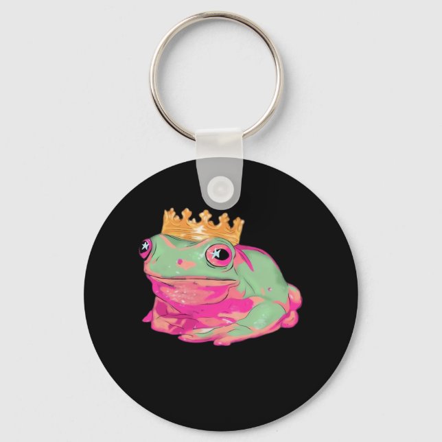 Froschkönig Funky Meme Klassischer Stil Schlüsselanhänger (Vorderseite)