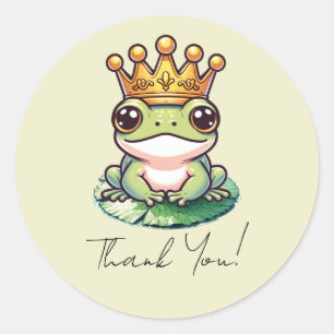 Froschkönig in Goldkrone Baby Shower Einladungen Runder Aufkleber