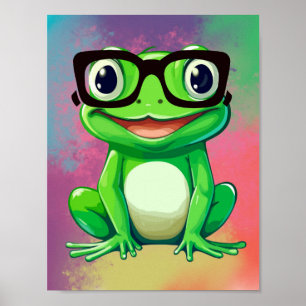 Froschliebhaber Bunter lustiger Frosch Hund PopA Poster