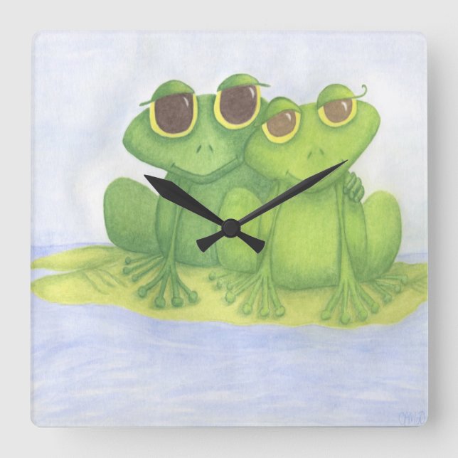 Froschliebhaber Quadratische Wanduhr (Vorderseite)