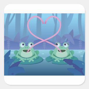Froschliebhaber von Valentinstagen Quadratischer Aufkleber
