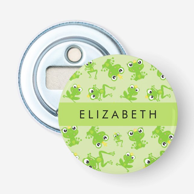 Froschmuster, grüne Frösche, Froschprinz, Ihr Name Flaschenöffner (Vorderseite)