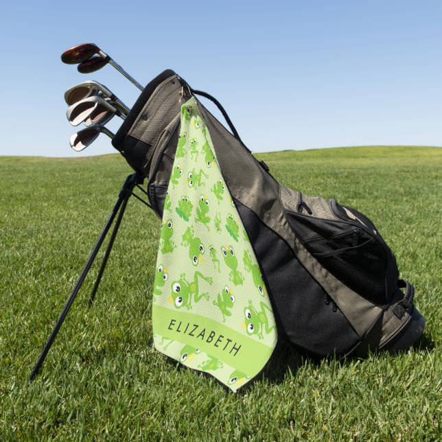 Froschmuster, grüne Frösche, Froschprinz, Ihr Name Golfhandtuch (Gras)