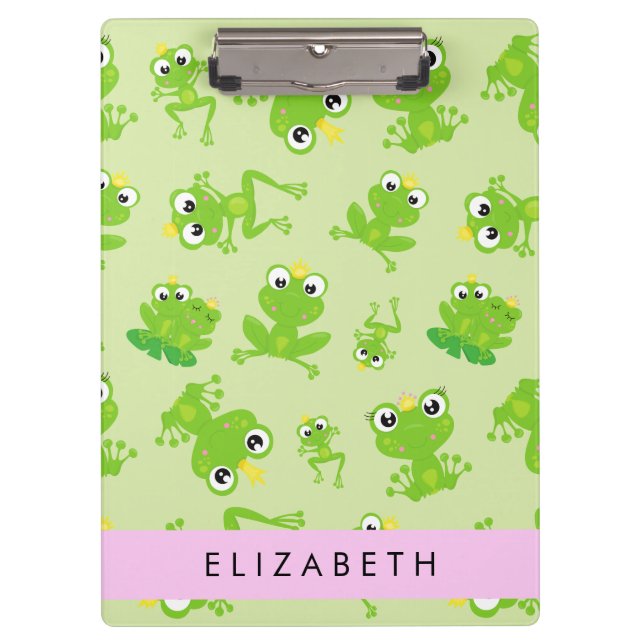 Froschmuster, grüne Frösche, Froschprinz, Ihr Name Klemmbrett (Vorderseite)