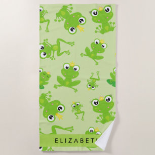 Froschmuster, grüne Frösche, Froschprinz, Ihr Name Strandtuch