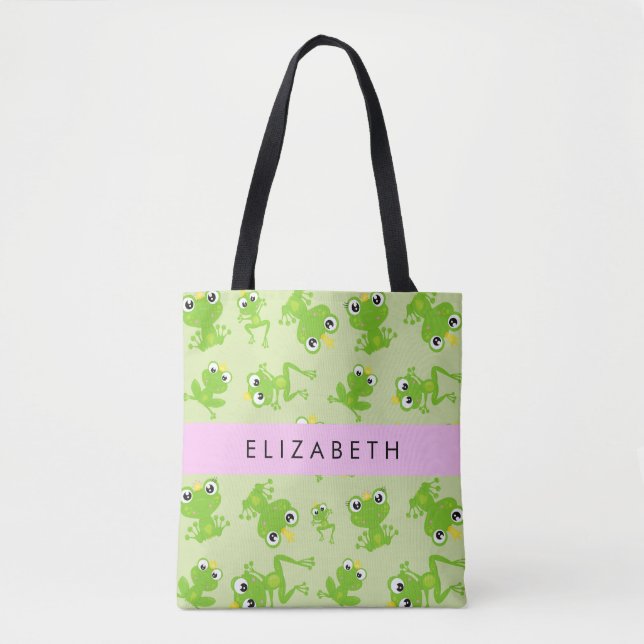 Froschmuster, grüne Frösche, Froschprinz, Ihr Name Tasche (Vorderseite)