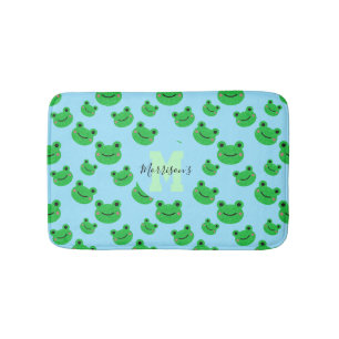 Froschmuster Monogramm Wildbaby Blau Badematte
