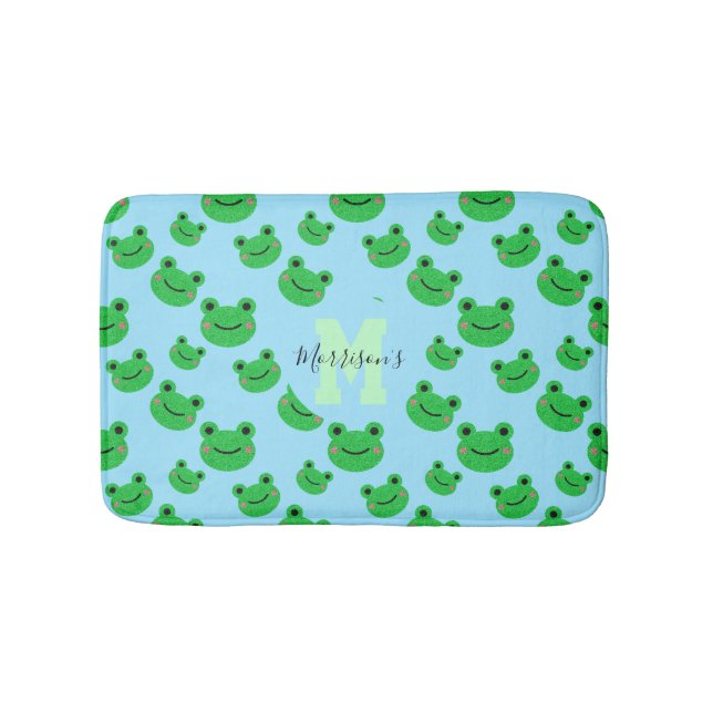 Froschmuster Monogramm Wildbaby Blau Badematte (Vorderseite)