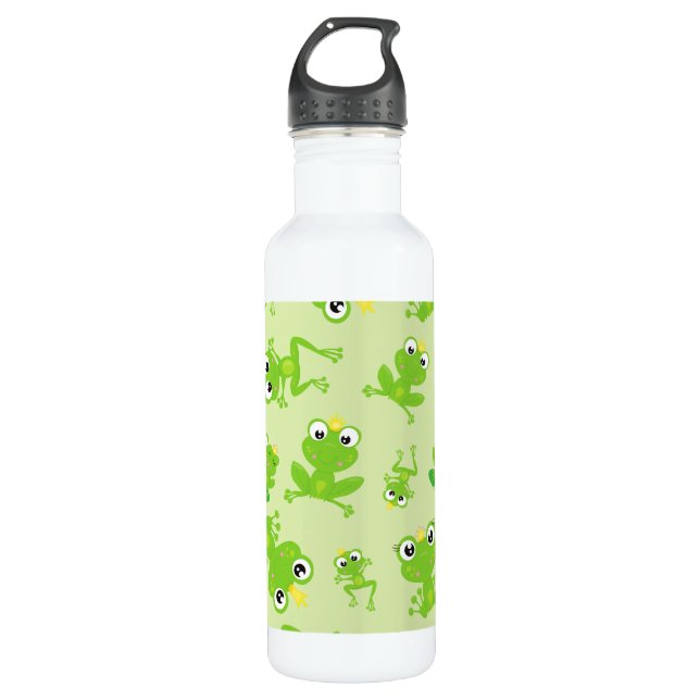 Froschmuster, Niedliche Frösche, grüne Frösche, Fr Edelstahlflasche (Vorderseite)