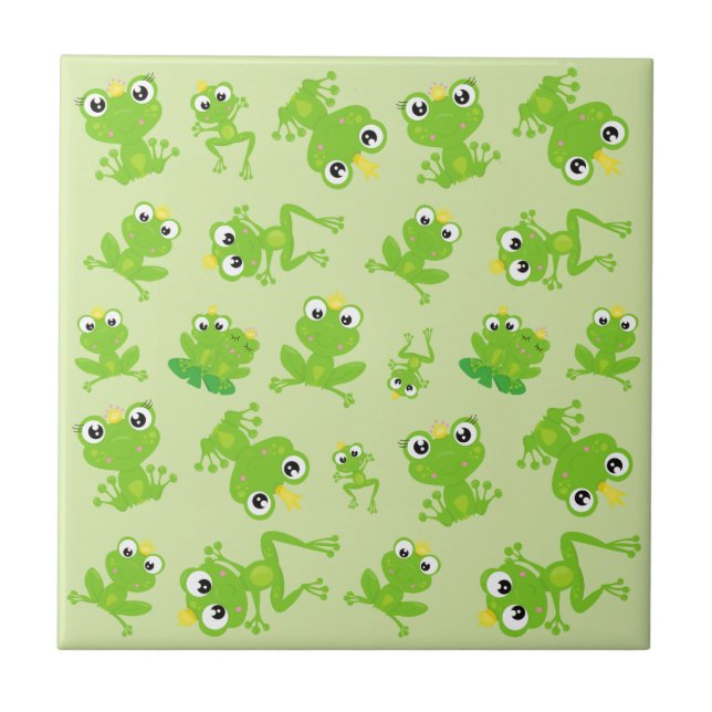 Froschmuster, Niedliche Frösche, grüne Frösche, Fr Fliese (Vorderseite)