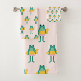 Froschmuster Pink & Green Niedlich Kids Handtuch S Badhandtuch Set