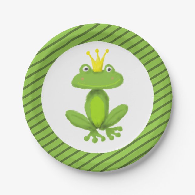 Froschprinz Fairy Tale Green Strip Niedlich Funny  Pappteller (Vorderseite)