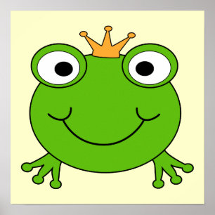 Froschprinz. Frosch lächeln mit einer Krone. Poster