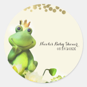 Froschprinz Grün & Gold Baby Shower individuelles Runder Aufkleber