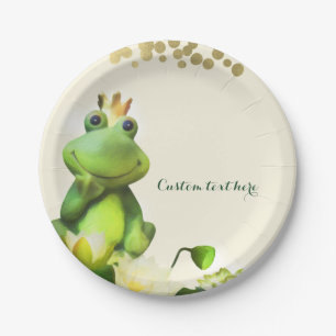 Froschprinz Grün & Gold Babyparty Individuelle Fei Pappteller