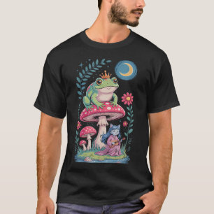 Froschprinz Katzenmädchen Pilze Mond Fairycore Fan T-Shirt