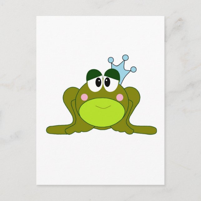 Froschprinz mit blauem Kronen-Cartoon Postkarte (Vorderseite)