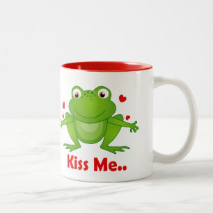 Froschprinz mit Kuss mir Text-Tasse Zweifarbige Tasse