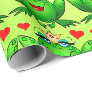 Froschprinzessin hört fröhliche Grün Geschenkpapier