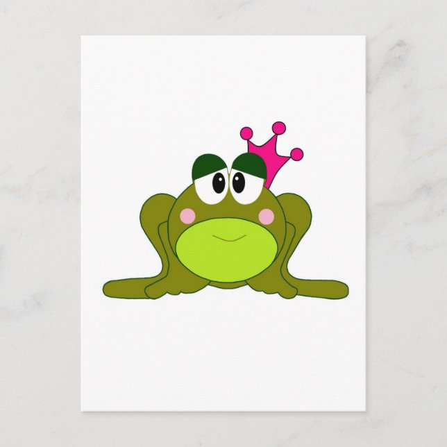 Froschprinzessin mit rosa Kronen-Cartoon Postkarte (Vorderseite)