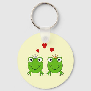 Froschprinzessin und Froschprinz, mit Herzen. Schlüsselanhänger