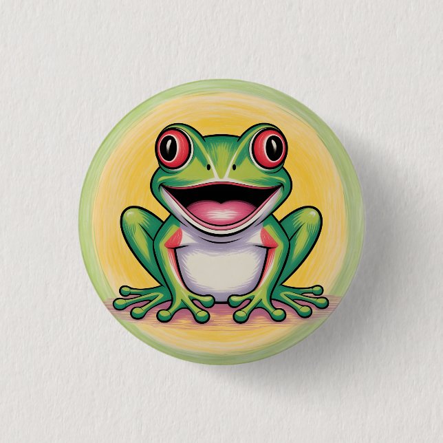 Froschs sanftes Lächeln Button (Vorderseite)