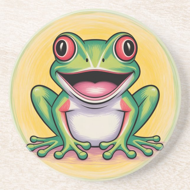 Froschs sanftes Lächeln Getränkeuntersetzer (Vorne)