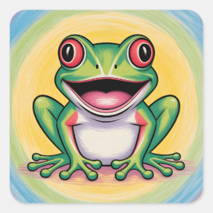 Froschs sanftes Lächeln Quadratischer Aufkleber