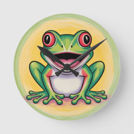 Froschs sanftes Lächeln Runde Wanduhr