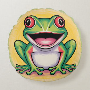 Froschs sanftes Lächeln Rundes Kissen