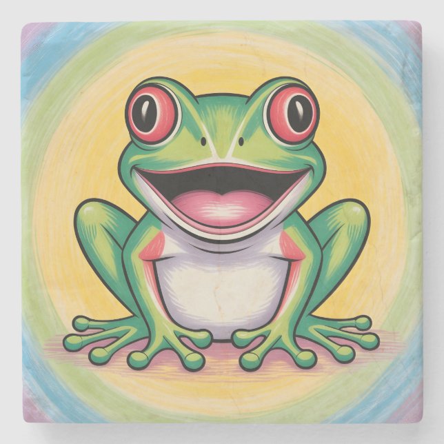 Froschs sanftes Lächeln Steinuntersetzer (Vorderseite)