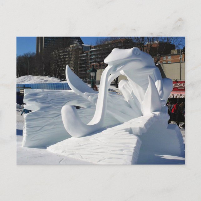 Froschskulptur, Quebec, Kanada Postkarte (Vorderseite)